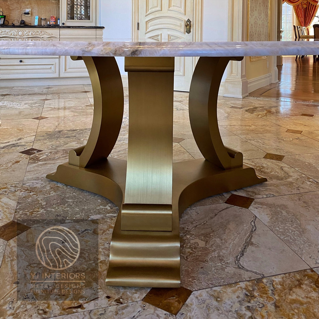 Custom Brass Round Table Base for a Granite/Marble Top