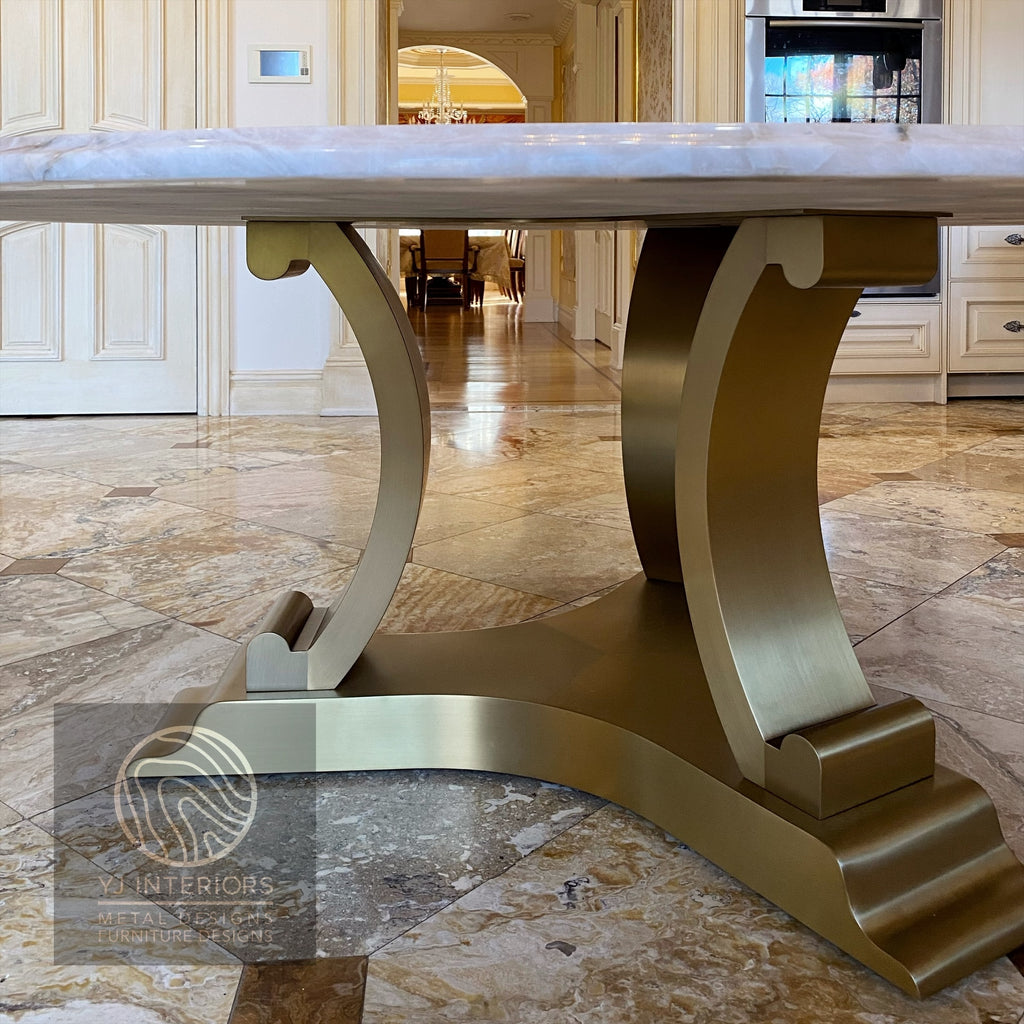 Custom Brass Round Table Base for a Granite/Marble Top