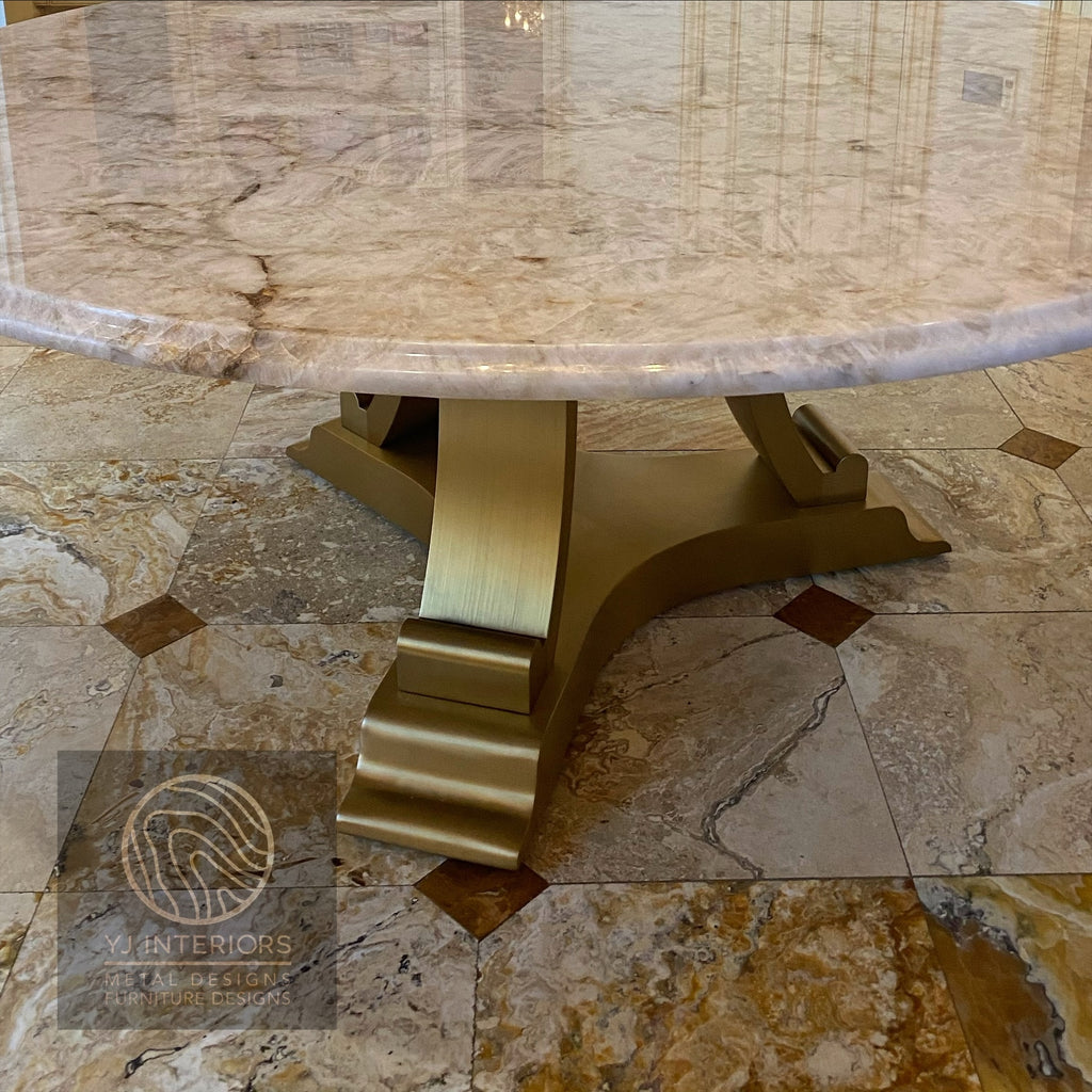 Custom Brass Round Table Base for a Granite/Marble Top